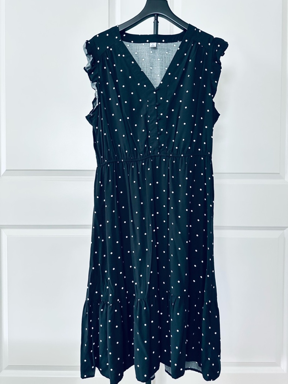 Women’s Old Navy Sleeveless Black & White Polka Dot Midi Dress Size XL